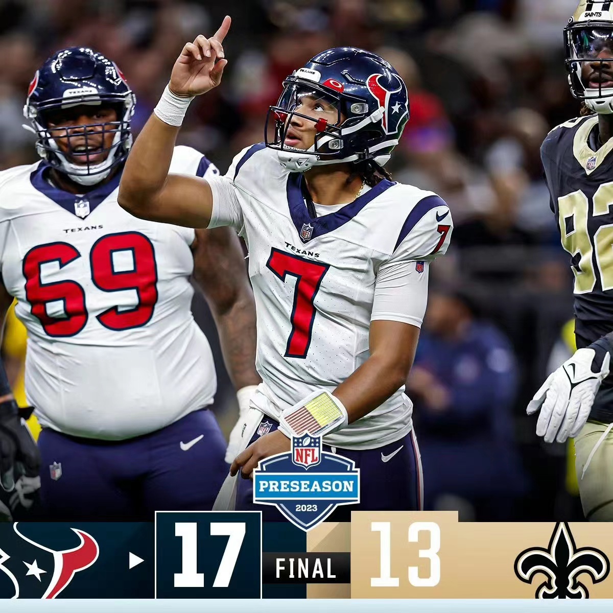Les Texans battent les Saints, prélude à la gloire, gage de victoire